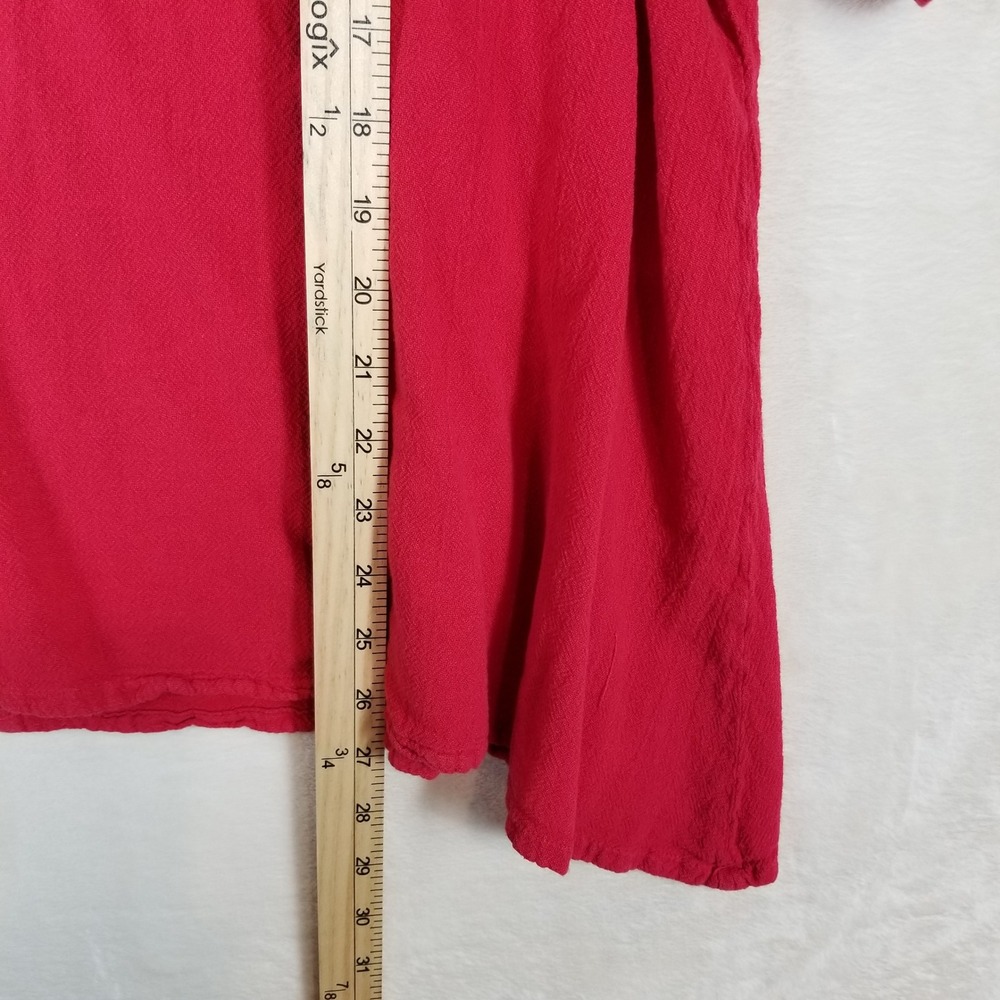 Oh My‎ Gauze Red Cold Shoulder Top Cotton Gauze Lagenlook Blouse Size 3 XL - Picture 5 of 7